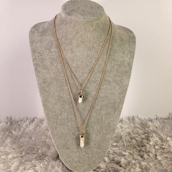 Multichain Faceted Stone Pendant Gold Necklace Multichain - Picture 1 of 6